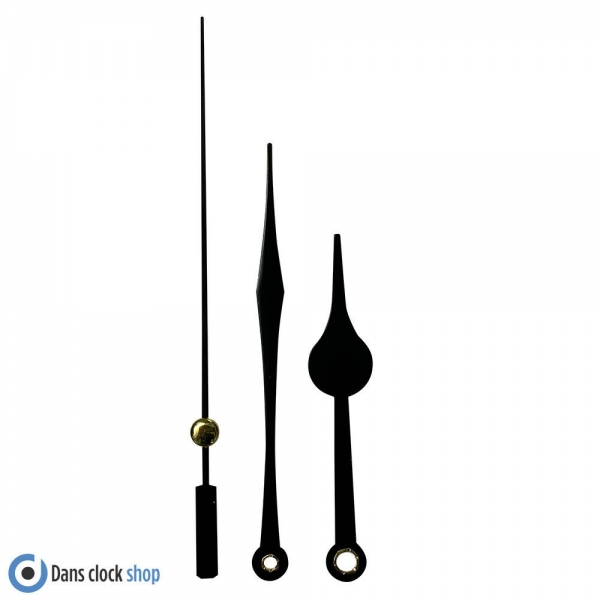 New Replacement Quartz 12888 Youngtown Clock Hands For 5.0mm & 3.1mm Hand Holes - 98mm Black Metal Spade