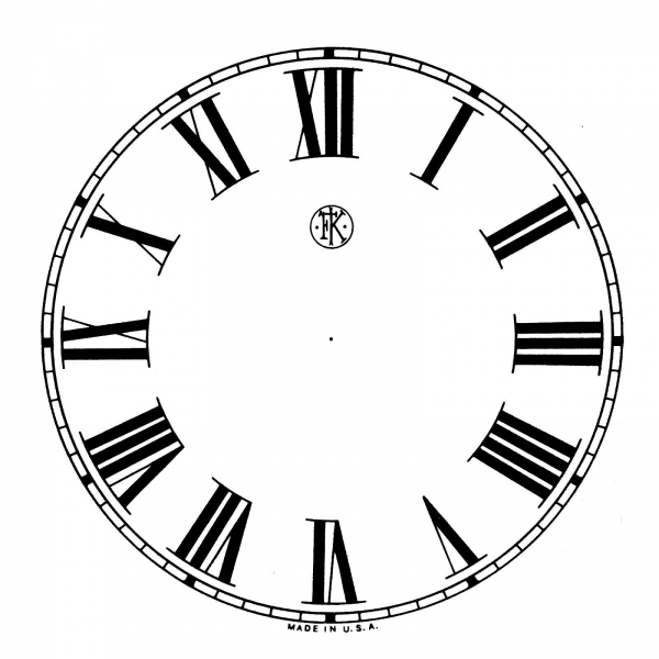 Roman Clock Dial Face -  Strong Card Paper - 123mm White