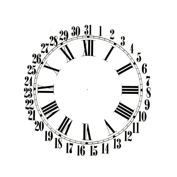 New 120mm Time And Day White Card Clock Dial Face Black Roman & Arabic Numbers