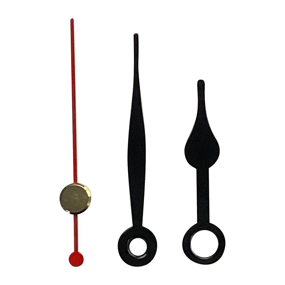 New Replacement Press Fit Quartz Chinese Coloured Clock Hands - Hand Holes 3.6mm & 5.5mm - 47mm Black Metal