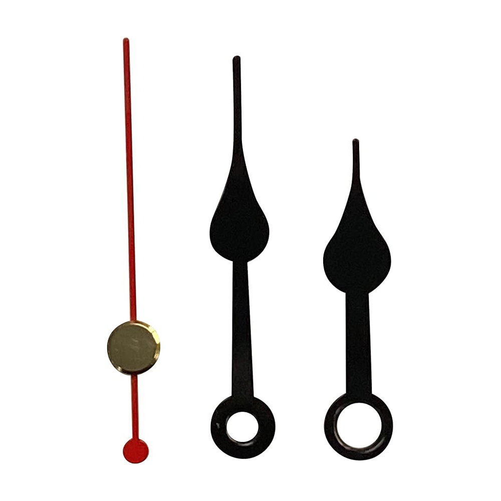 New Replacement Press Fit Quartz Chinese Coloured Clock Hands - Hand Holes 3.6mm & 5.5mm - 48mm Black Metal