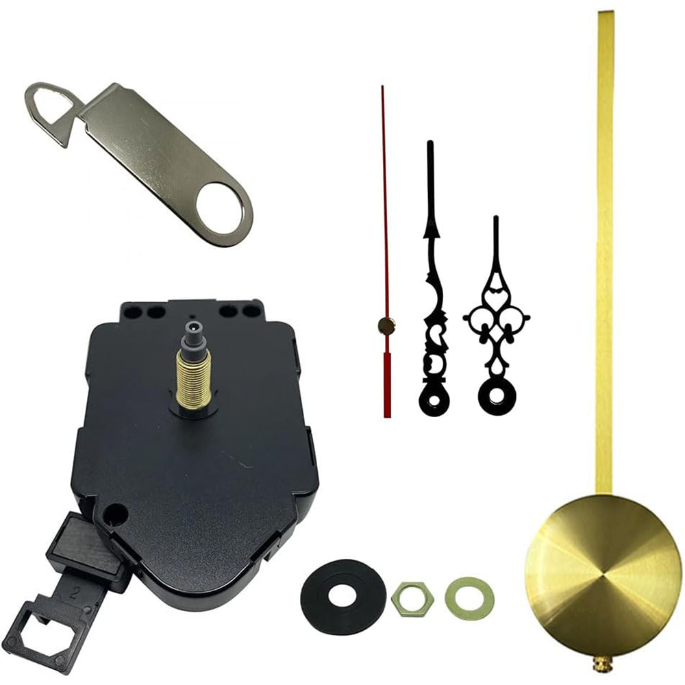 New Complete Quartz Pendulum Clock Kit With 76mm Black Metal Hands