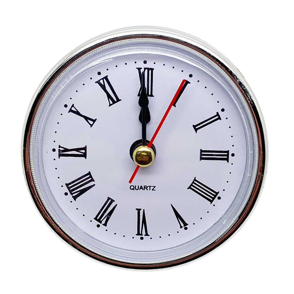 65mm New Quartz Replacement Round Silver Bezel Clock Insert Roman - Suitable for a clock hole 57-58mm