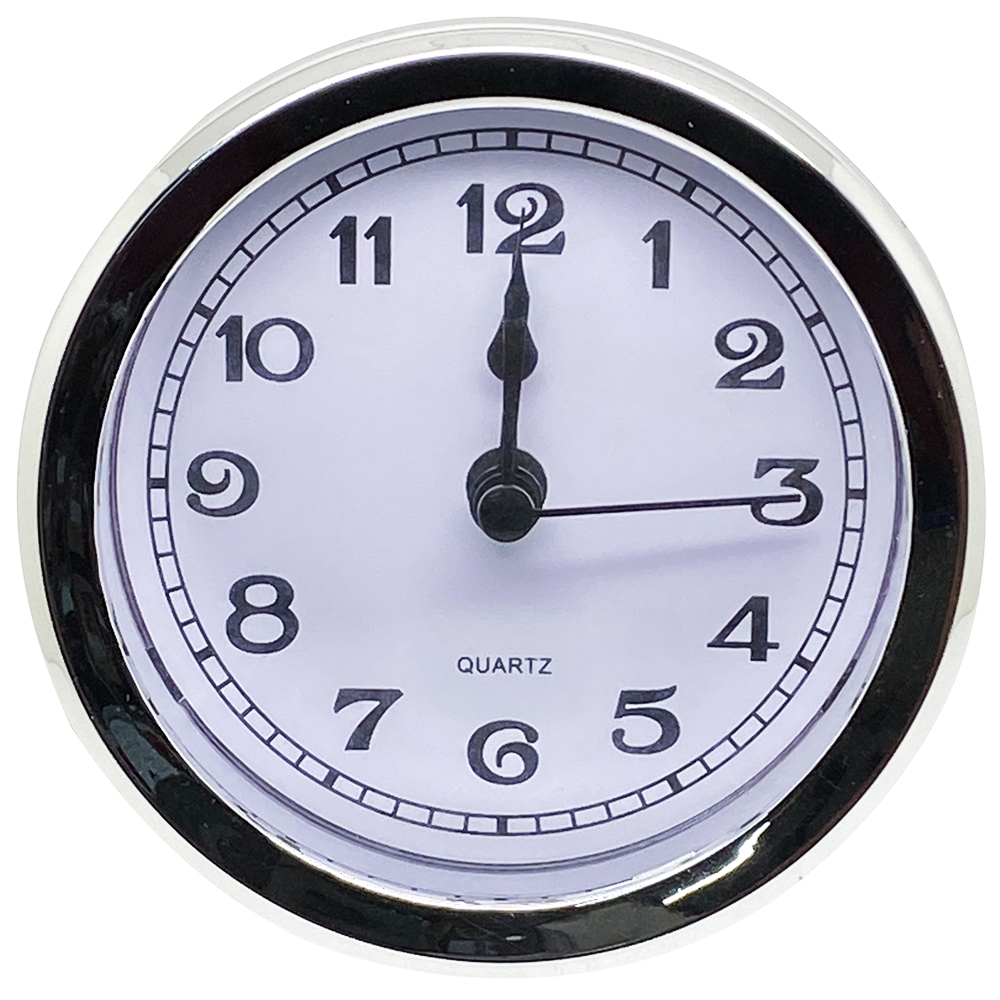 103mm New Quartz Replacement Round Silver / Chrome Bezel Clock Insert Arabic - Suitable for a clock hole 91-93mm