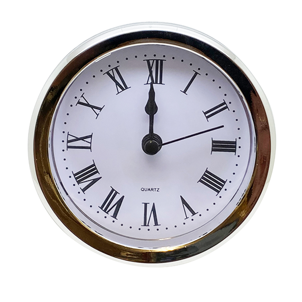 103mm New Quartz Replacement Round Silver / Chrome Bezel Clock Insert Roman - Suitable for a clock hole 91-93mm