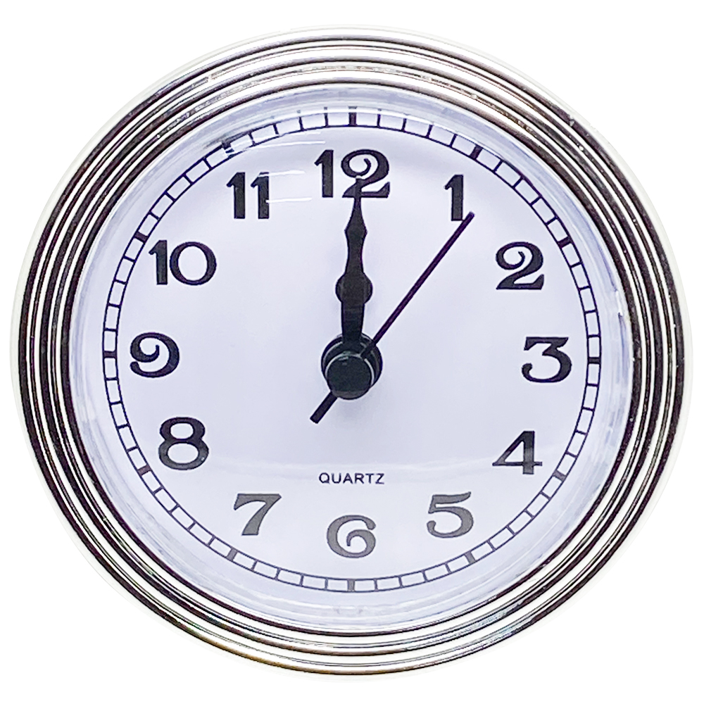 86mm New Quartz Replacement Round Silver / Chrome Bezel Clock Insert Arabic - Suitable for a clock hole 80-85mm