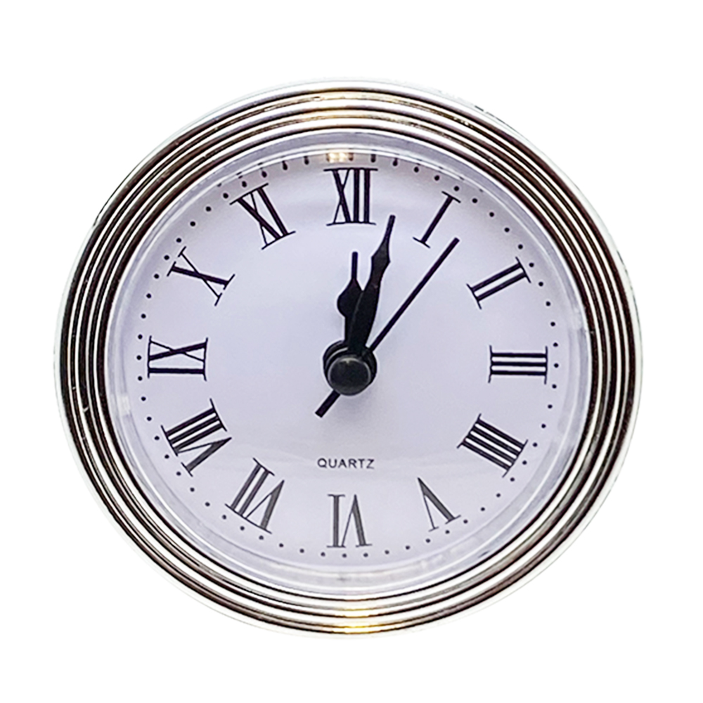86mm New Quartz Replacement Round Silver / Chrome Bezel Clock Insert Roman - Suitable for a clock hole 80-85mm