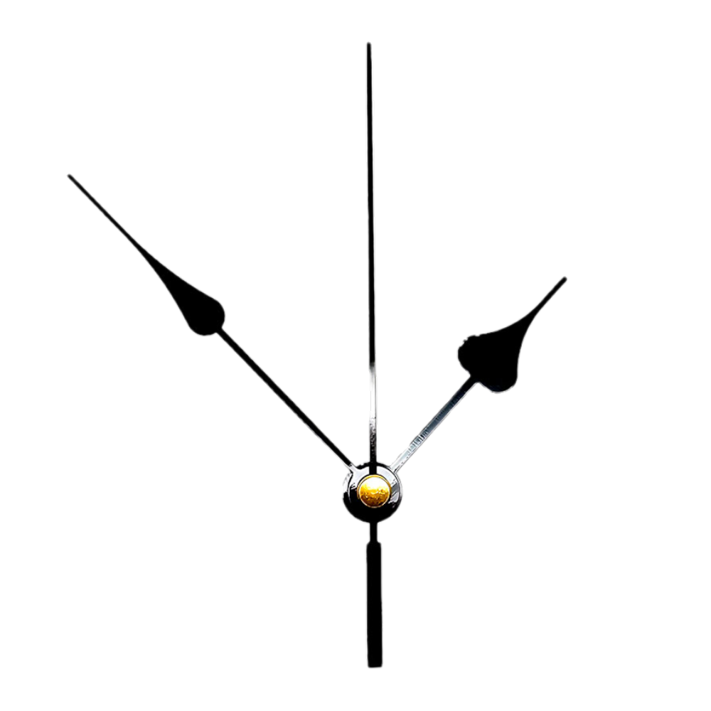 New Replacement Quartz 12888 Youngtown Clock Hands For 5.0mm & 3.1mm Hand Holes - 90mm Black Metal Spade