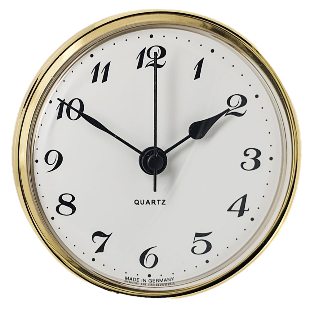 72mm Quartz Gold Bezel Clock Inserts Arabic Numbers Metal Clip Fit UTS