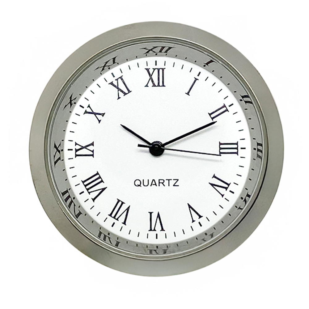 New Premium Quartz Chrome Bezel Clock Watch Movement Insert With Black Roman Numerals 25mm Insert For A 24mm Hole