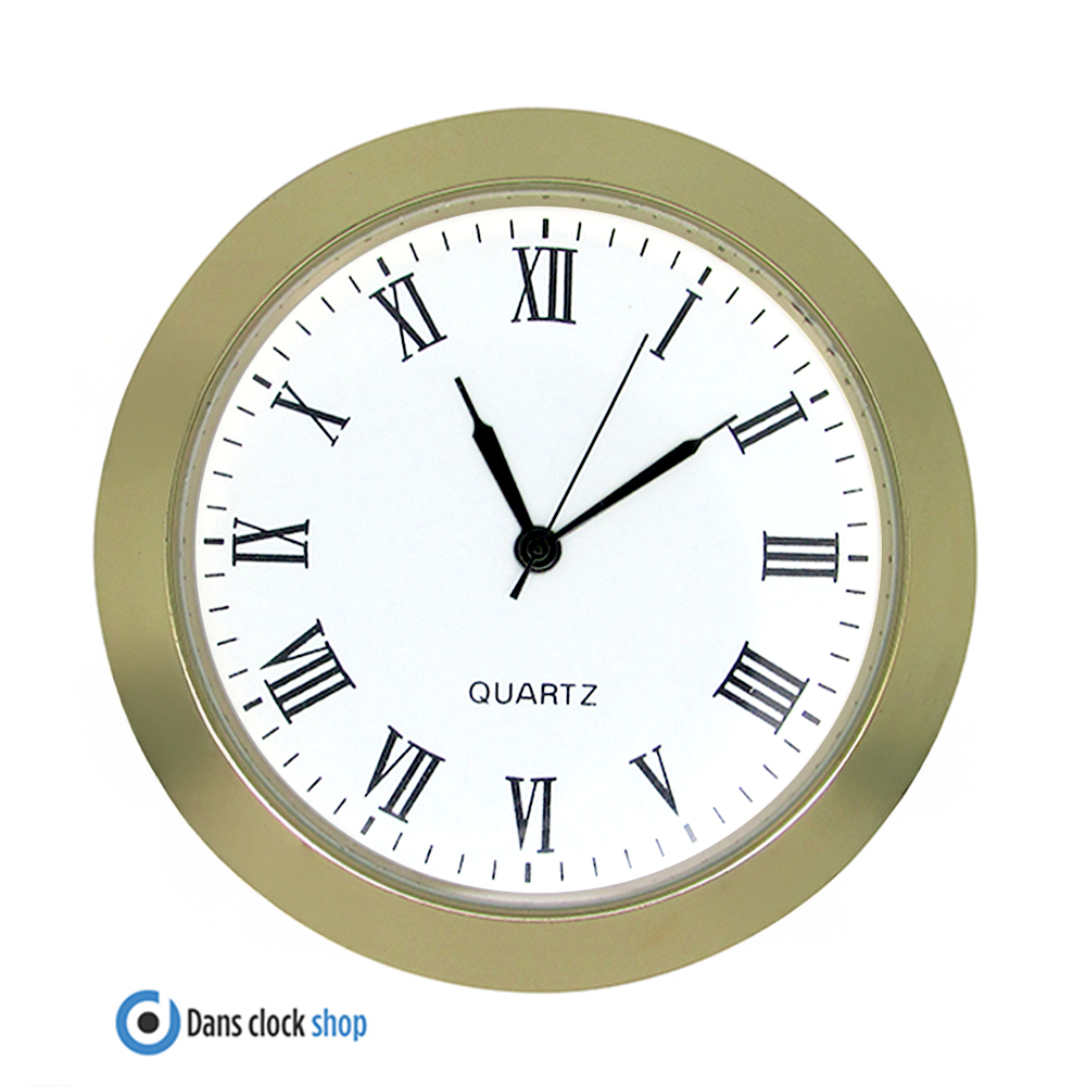 New Premium Quartz Bezel Clock Watch Movement Insert Gold With Black Roman Numerals 30mm Insert For A 27.5mm Hole