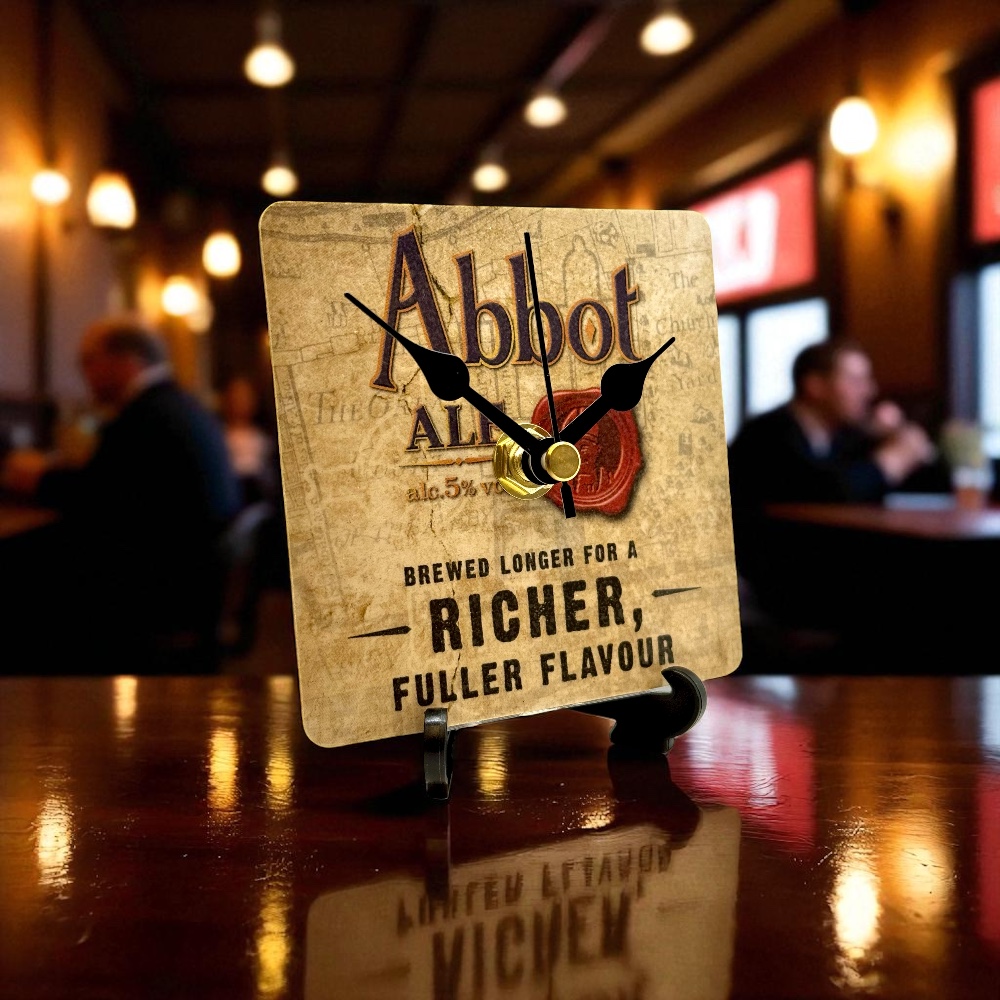 Dans Clock Shop Novelty Beer Mat Clocks With Display Stand – Abbot Ale