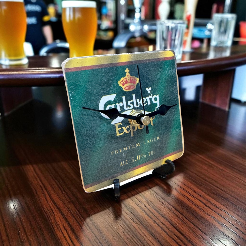 Dans Clock Shop Novelty Beer Mat Clocks With Display Stand –  Carlsberg Export