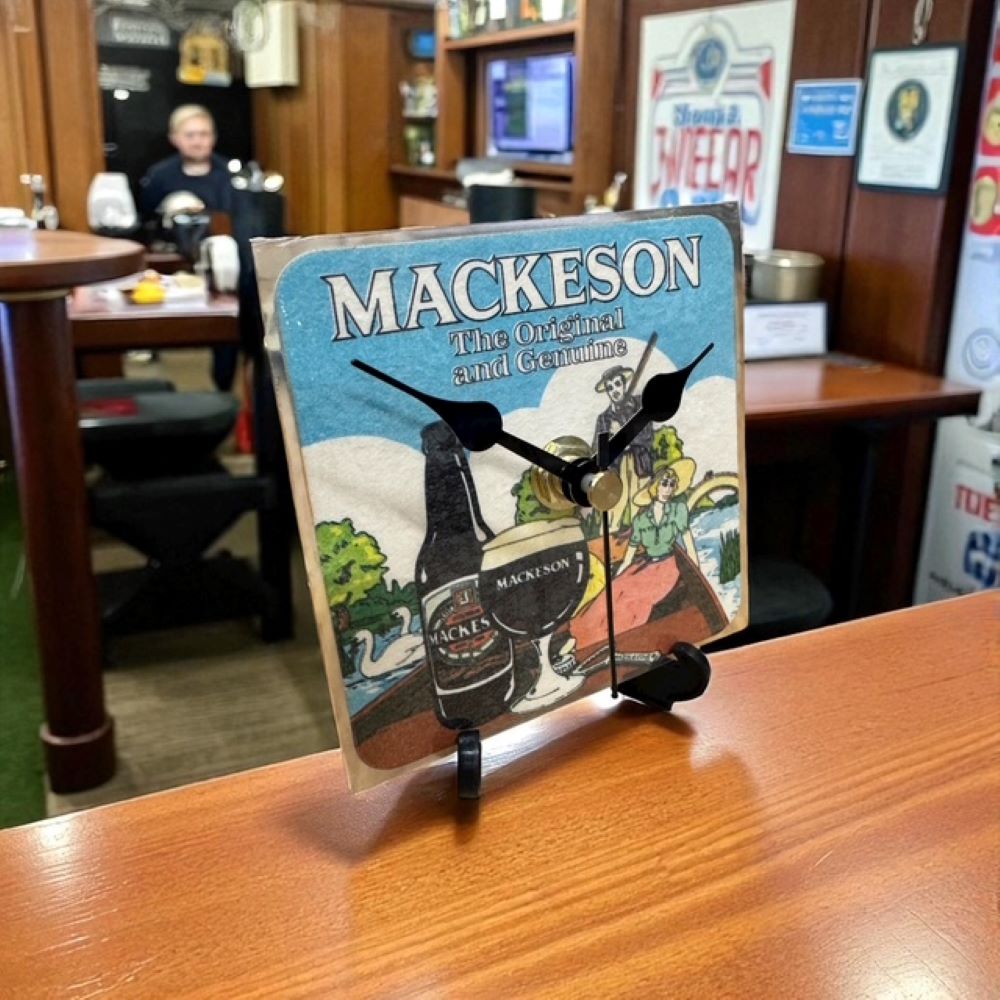 Dans Clock Shop Novelty Beer Mat Clocks With Display Stand – Mackeson