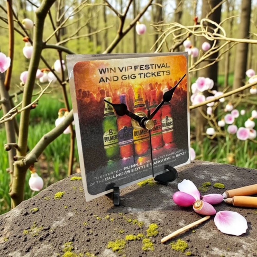 Dans Clock Shop Novelty Beer Mat Clocks With Display Stand – Bulmers Bottles