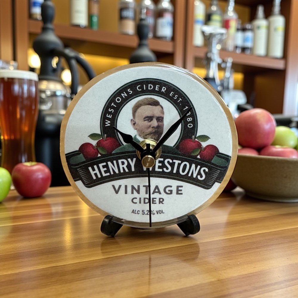 Dans Clock Shop Novelty Beer Mat Clocks With Display Stand – Henry Westons Vintage
