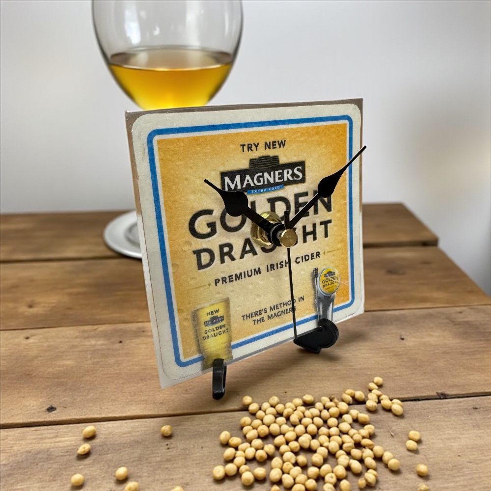 Dans Clock Shop Novelty Beer Mat Clocks With Display Stand – Magners Golden Draught