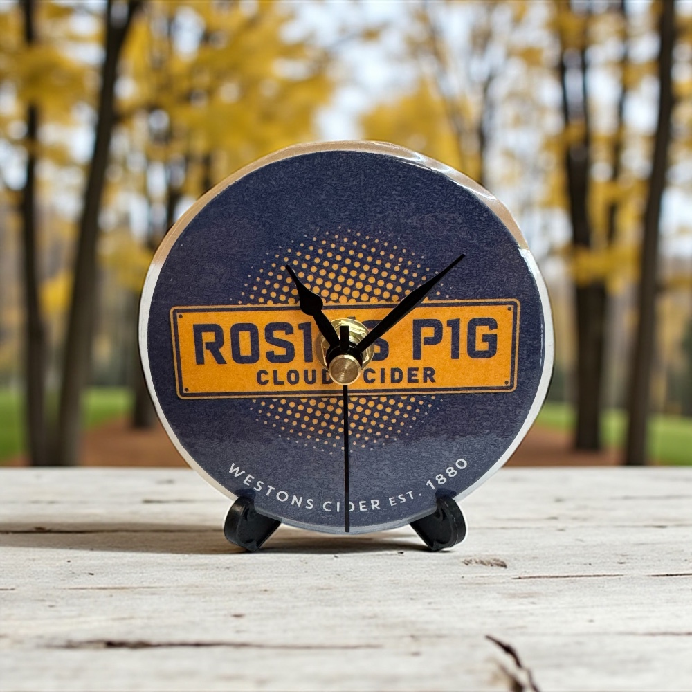 Dans Clock Shop Novelty Beer Mat Clocks With Display Stand – Rosies Pig Cloudy