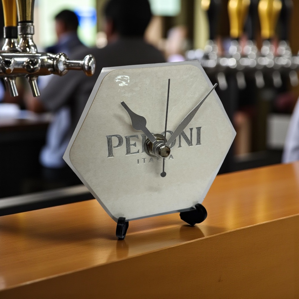 Dans Clock Shop Novelty Beer Mat Clocks With Display Stand – Peroni