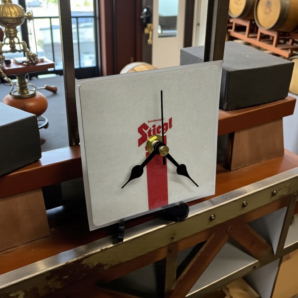 Dans Clock Shop Novelty Beer Mat Clocks With Display Stand – Stiegl