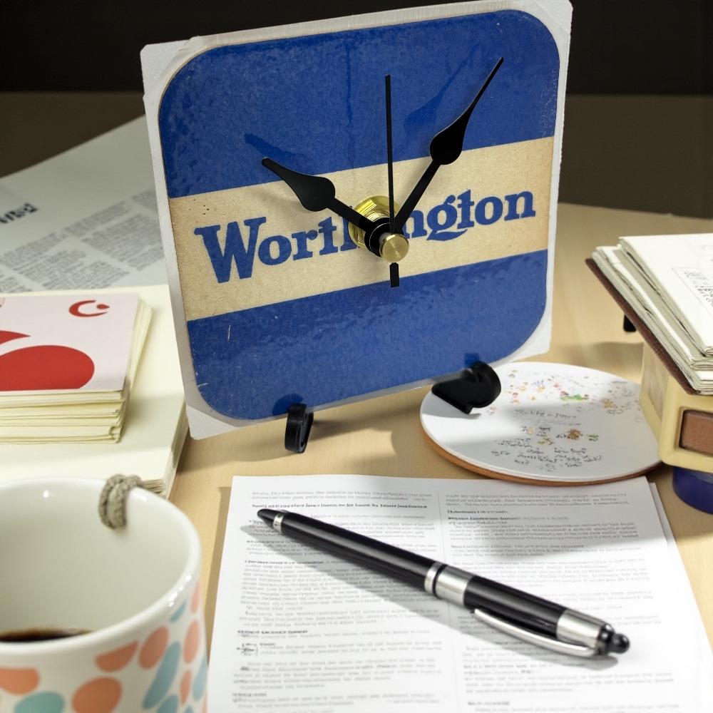 Dans Clock Shop Novelty Beer Mat Clocks With Display Stand – Worthington