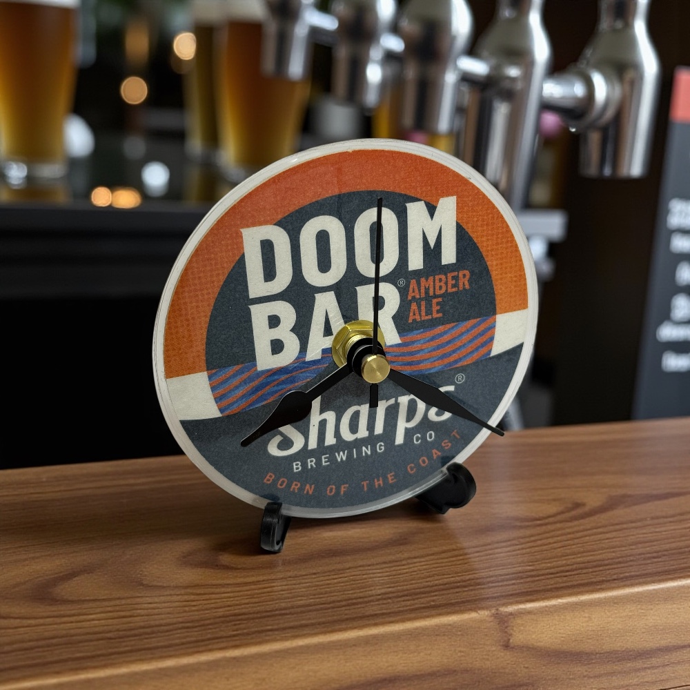 Dans Clock Shop Novelty Beer Mat Clocks With Display Stand – Doom Bar