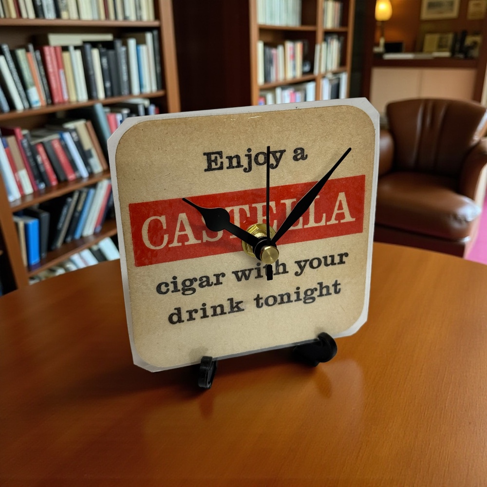 Dans Clock Shop Novelty Beer Mat Clocks With Display Stand – Castella