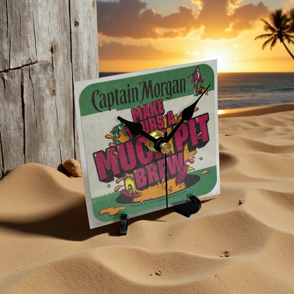 Dans Clock Shop Novelty Beer Mat Clocks With Display Stand – Captain Morgan