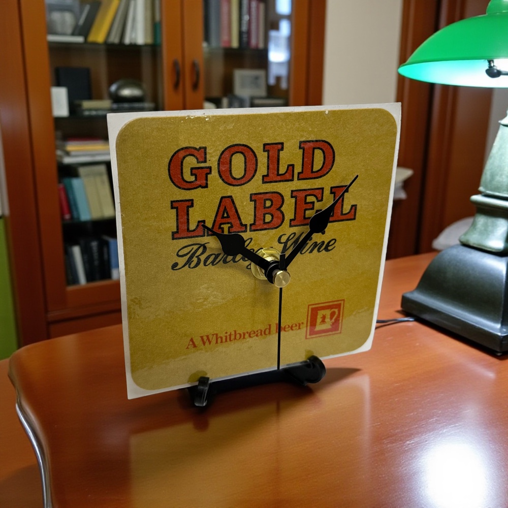 Dans Clock Shop Novelty Beer Mat Clocks With Display Stand – Gold Label Barley Wine