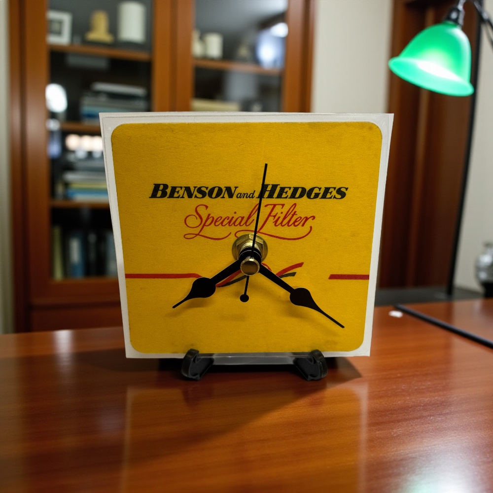 Dans Clock Shop Novelty Beer Mat Clocks With Display Stand – Benson And Hedges