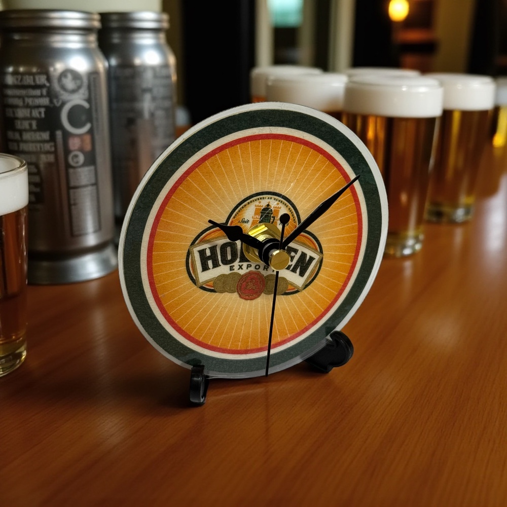 Dans Clock Shop Novelty Beer Mat Clocks With Display Stand – Holsten Export