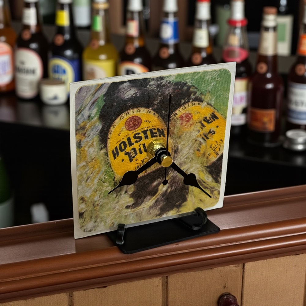 Dans Clock Shop Novelty Beer Mat Clocks With Display Stand – Holsten Pils