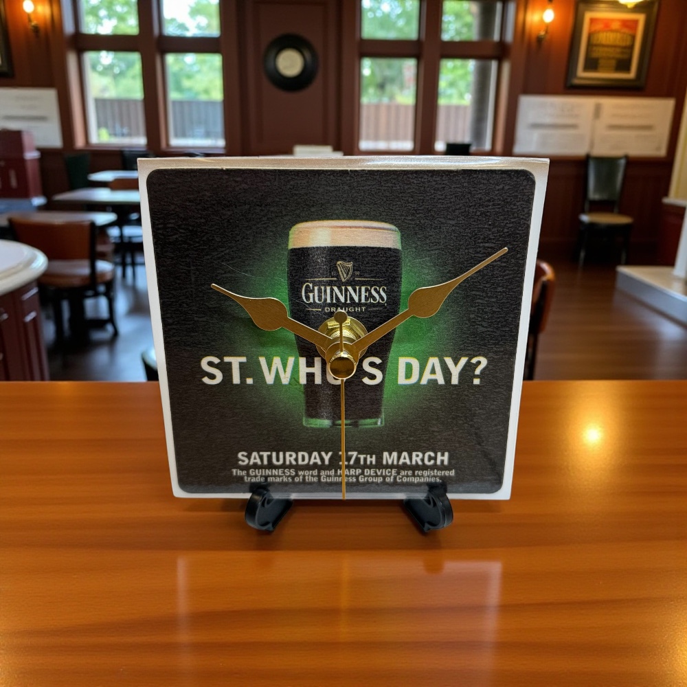 Dans Clock Shop Novelty Beer Mat Clocks With Display Stand – Guinness - ST Who's Day