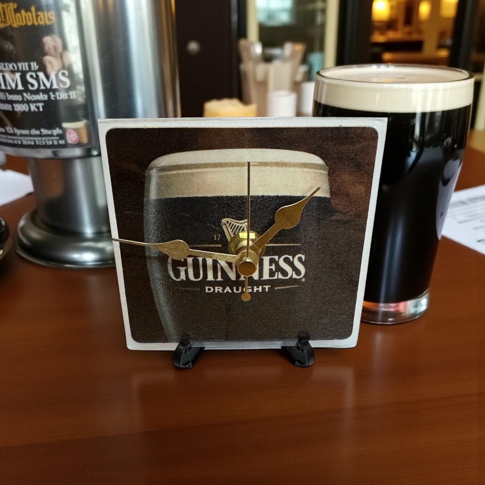 Dans Clock Shop Novelty Beer Mat Clocks With Display Stand – Guinness - Draught