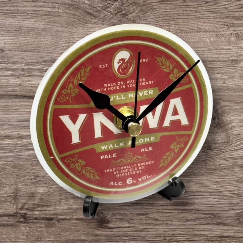 Dans Clock Shop Novelty Liverpool Beer Mat Clocks With Display Stand – YNWA
