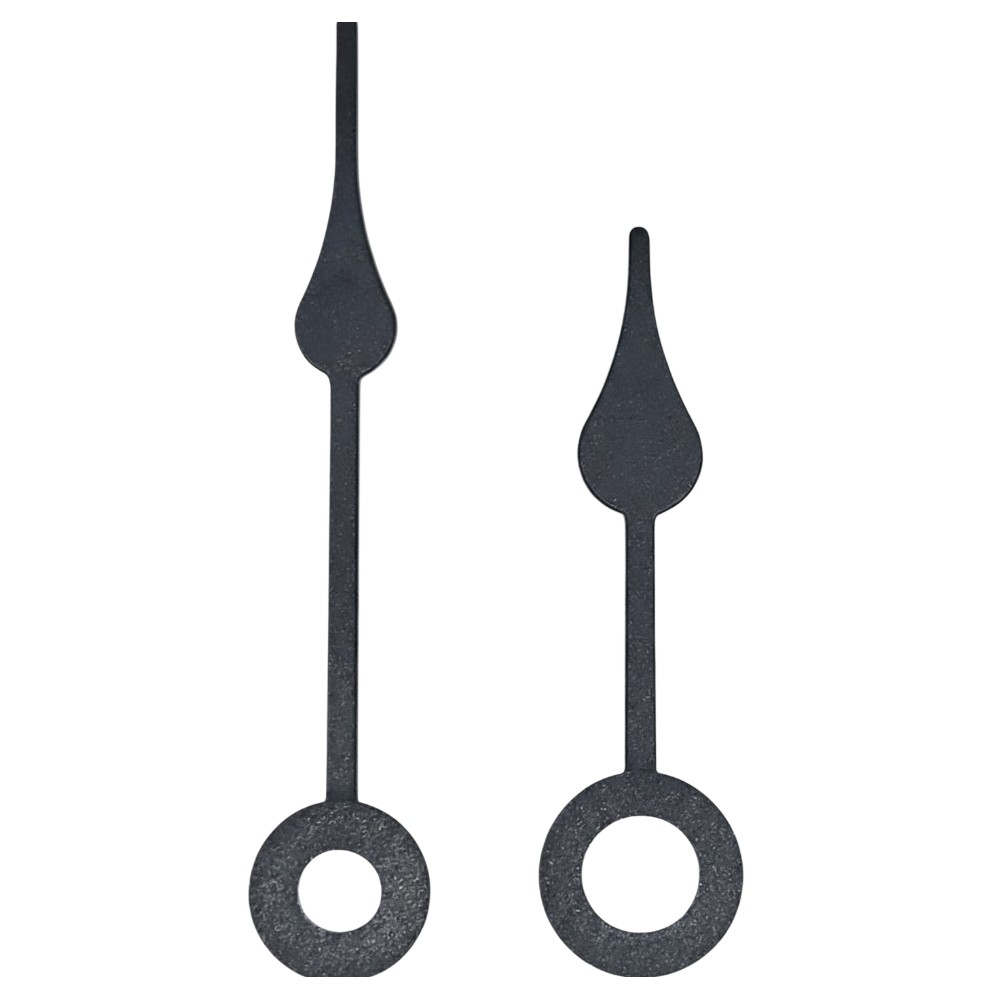 New Replacement Quartz UTS Plastic Shaft Clock Hands 5.00mm & 3.50mm Hand Holes - 38mm Black Plastic