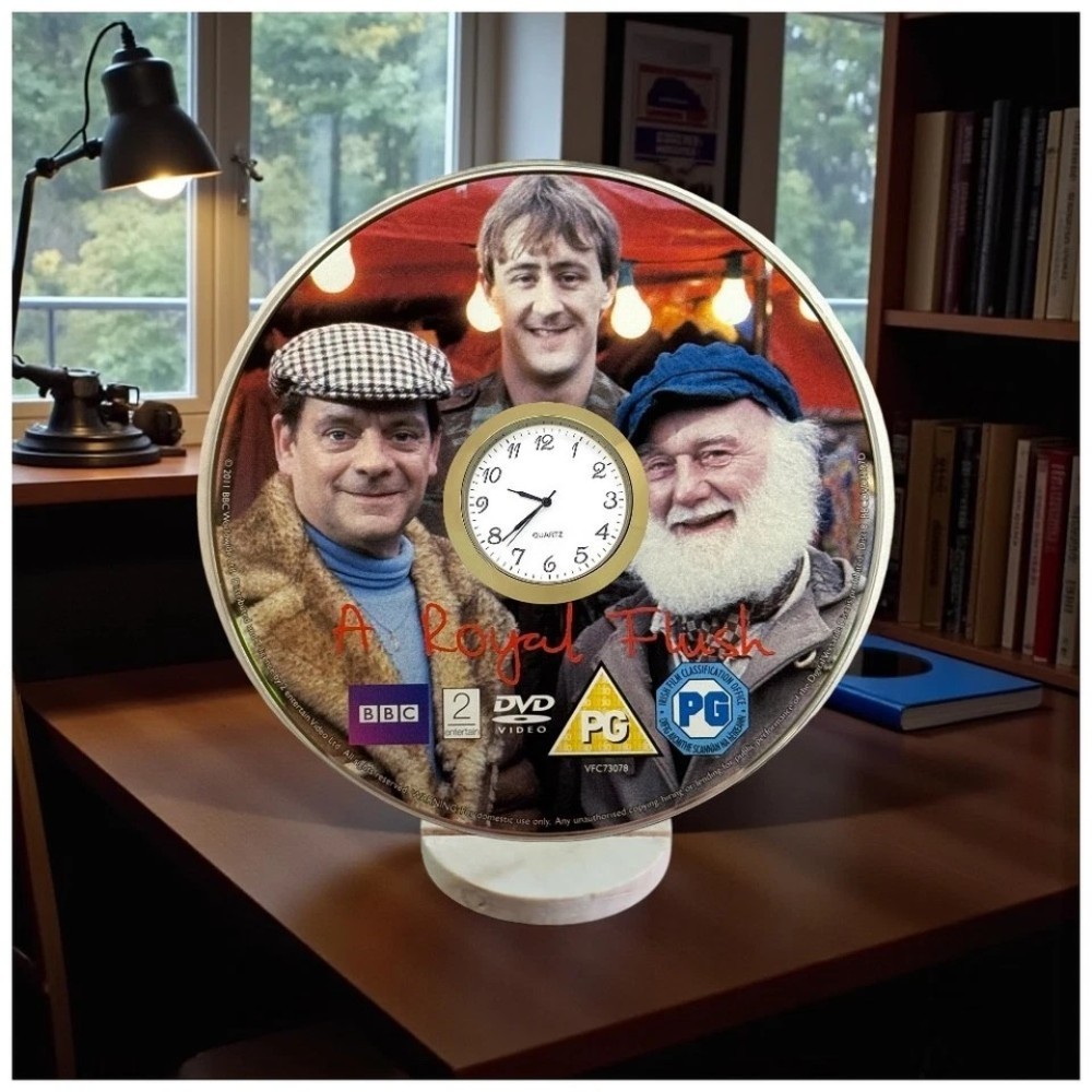Only Fools And Horses Novelty Desktop DVD Clock With Fixed Gold Insert - A Royal Flush