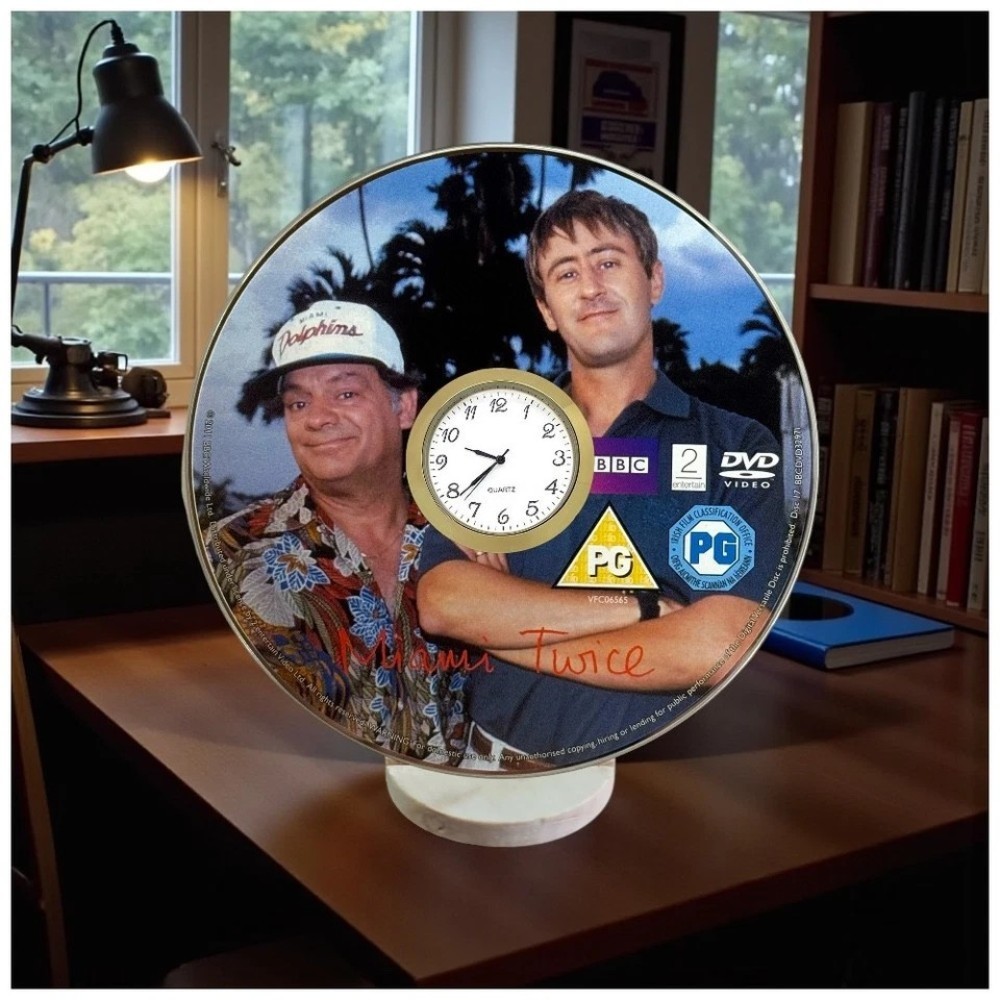 Only Fools And Horses Novelty Desktop DVD Clock With Fixed Gold Insert - Miami Twice