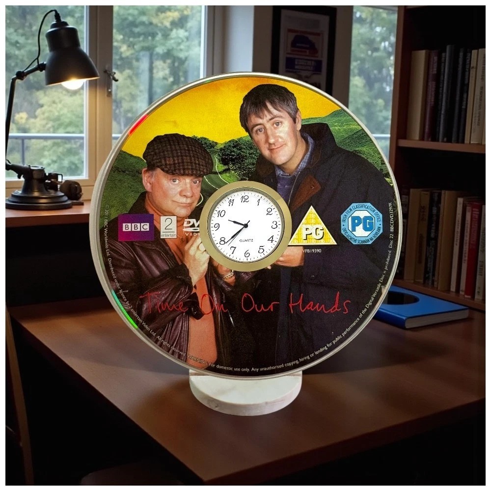 Only Fools And Horses Novelty Desktop DVD Clock With Fixed Gold Insert - Time On Our Hands
