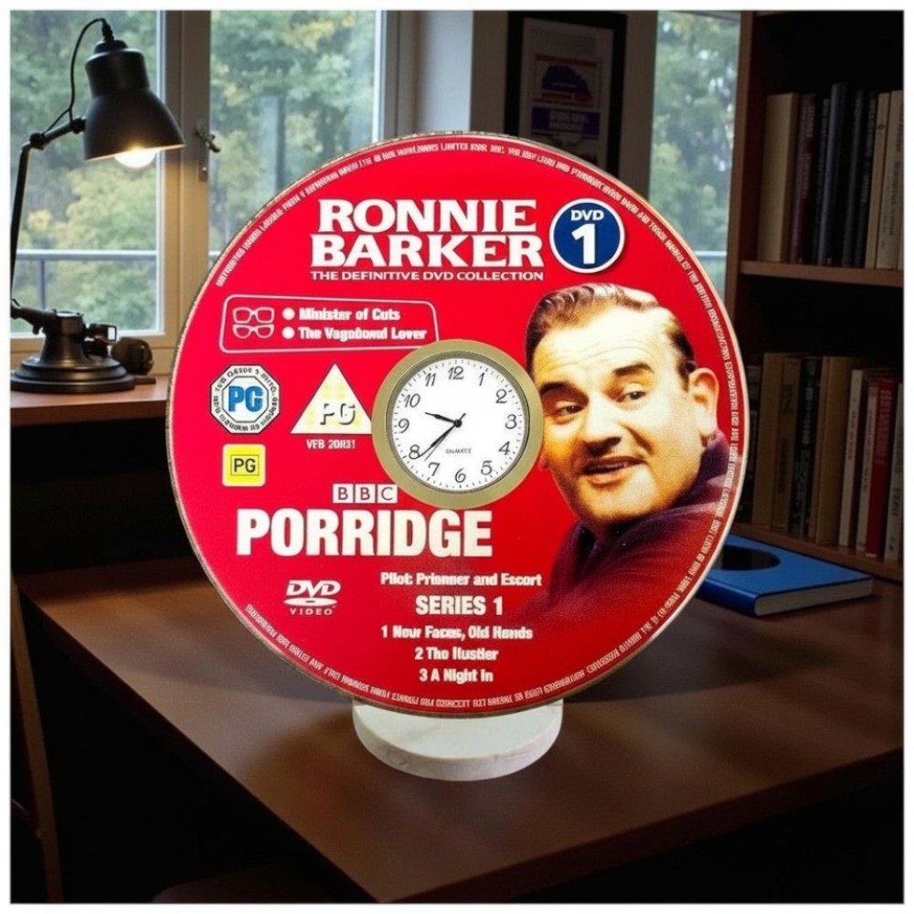 Porridge Novelty Desktop DVD Clock With Fixed Gold Insert - Image 1
