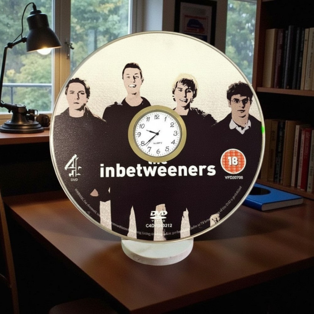 The Inbetweeners Novelty Desktop DVD Clock With Fixed Gold Insert - Image 1
