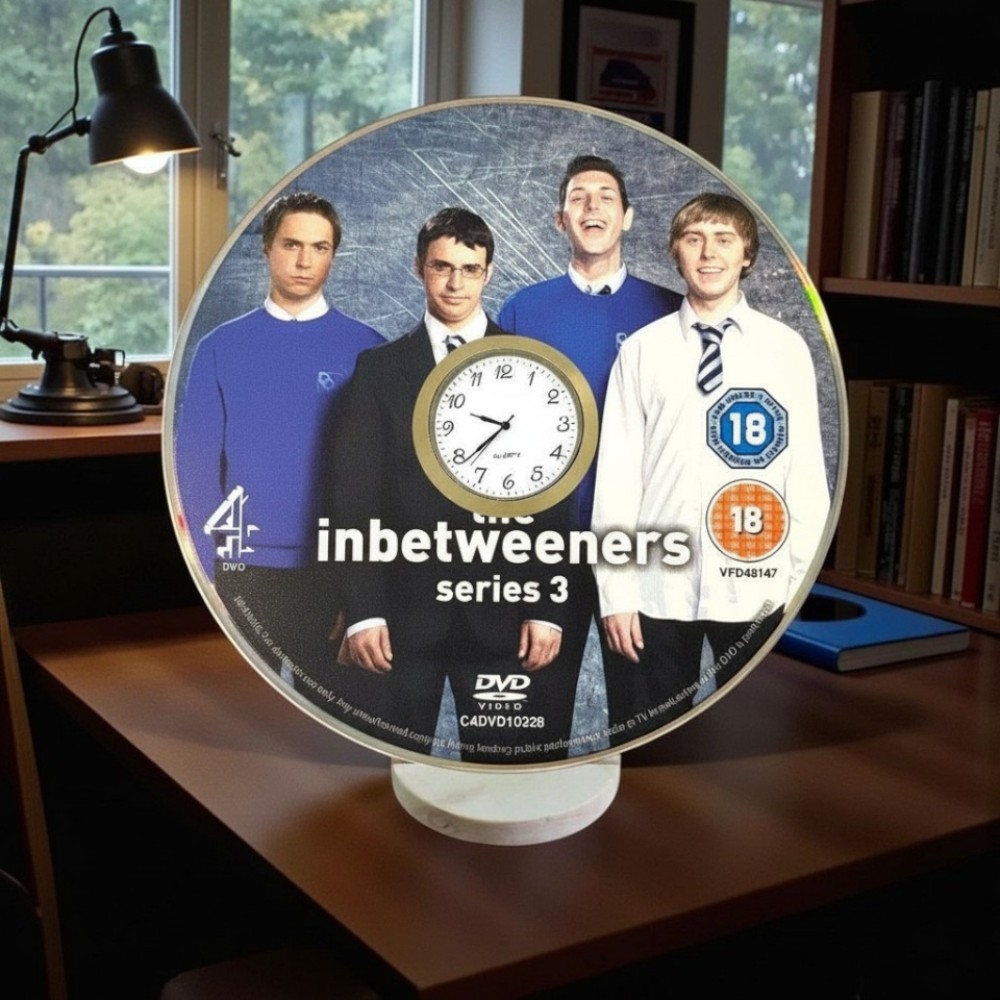 The Inbetweeners Novelty Desktop DVD Clock With Fixed Gold Insert - Image 2