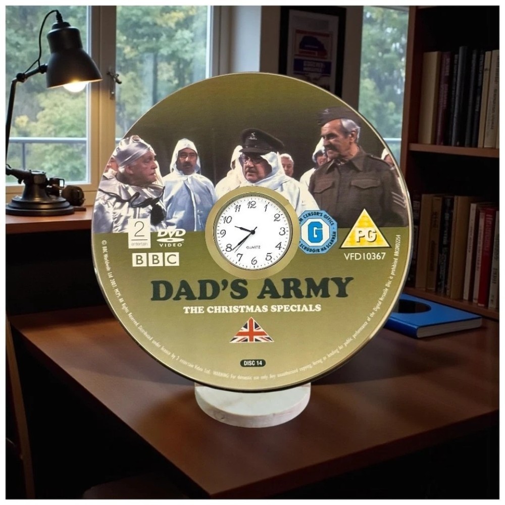 Dad's Army Novelty Desktop DVD Clock With Fixed Gold Insert - Image 1