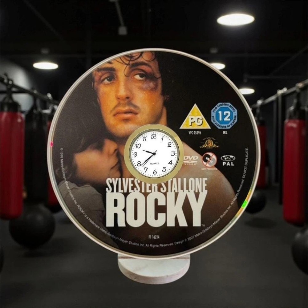 Rocky Novelty Desktop DVD Clock With Fixed Gold Insert - Image 1