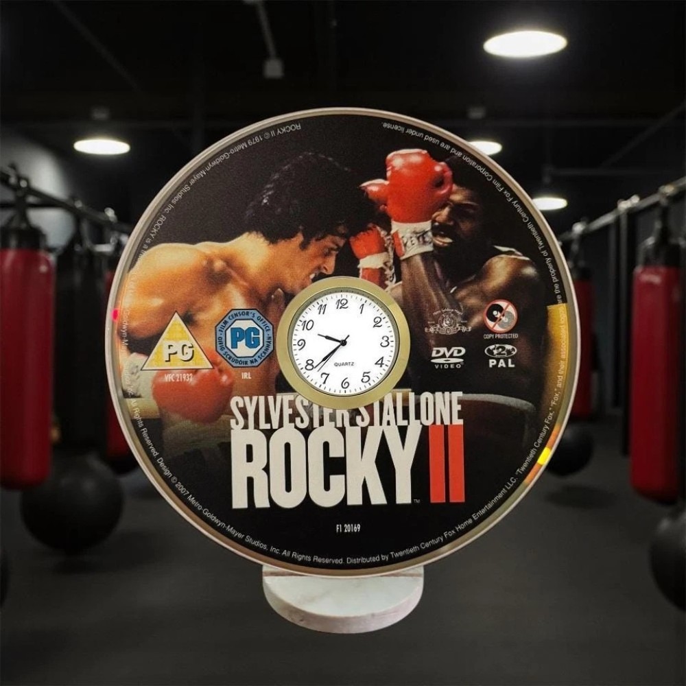 Rocky Novelty Desktop DVD Clock With Fixed Gold Insert - Image 2