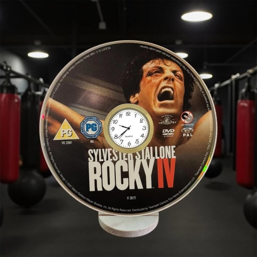Rocky Novelty Desktop DVD Clock With Fixed Gold Insert - Image 4