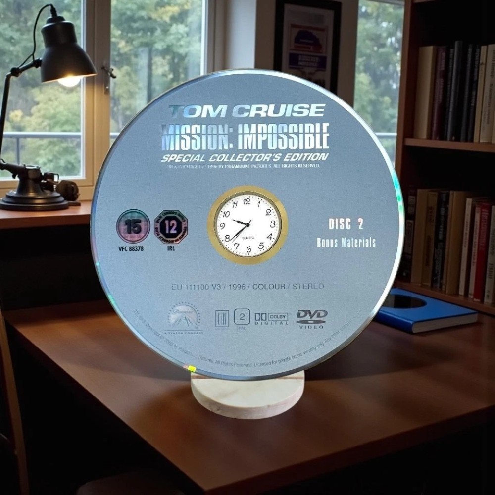 Mission Impossible Novelty Desktop DVD Clock With Fixed Gold Insert - Image 1