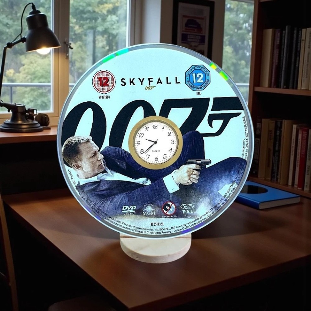 James Bond 007 Novelty Desktop DVD Clock With Fixed Gold Insert - Image 32