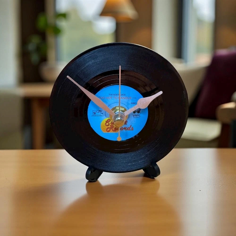 Novelty Mini Vinyl Record Clock - Perfect Music Gift for Him or Her - Design 1