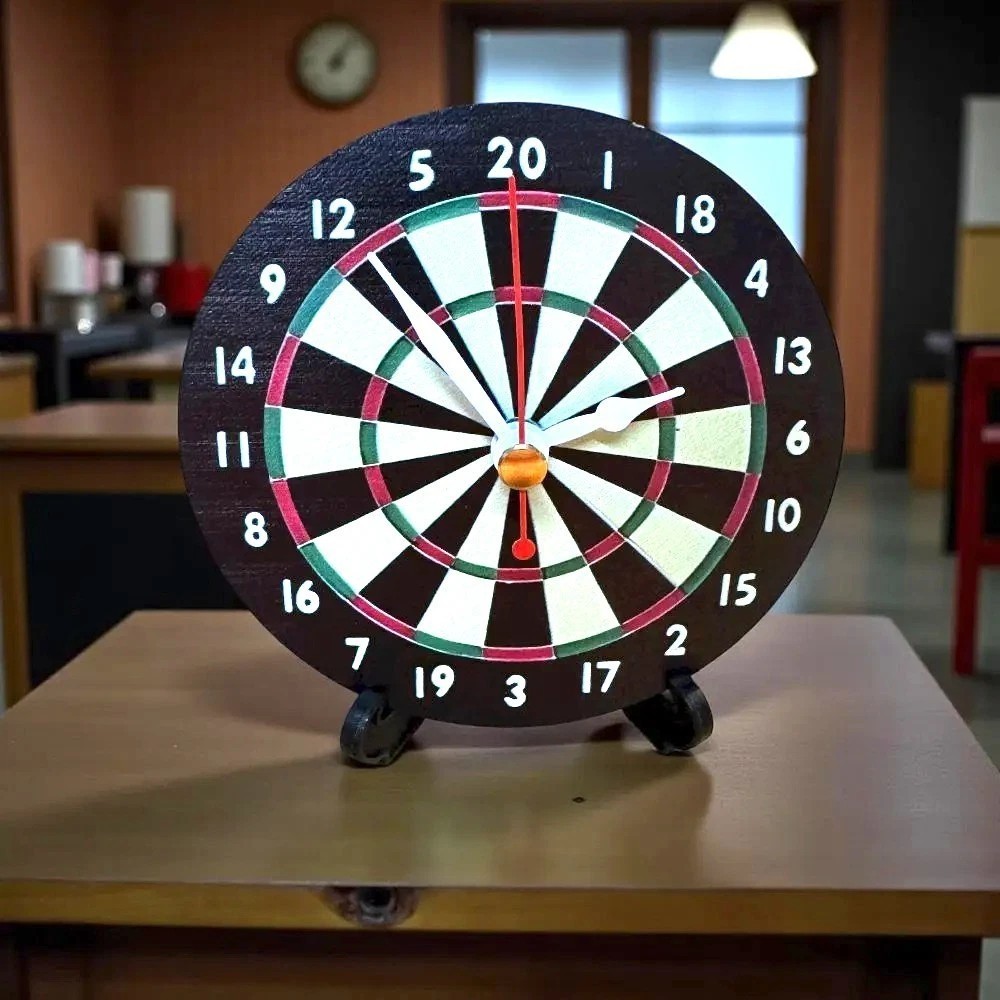 Novelty Handmade Mini Desktop Dartboard Clock For Home Bar Man Cave